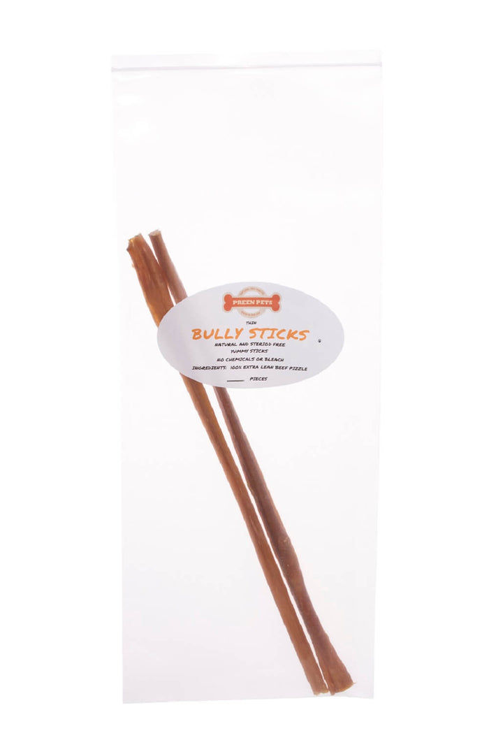 12-inch Thin Bully Sticks — all-natural dog treats made in the USA by Preen Pets (photo 2)