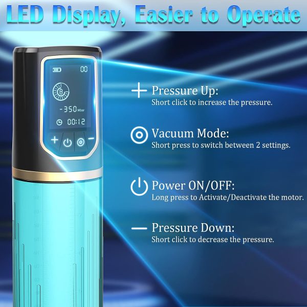 8 Stable 8 Breathing Vacuum Modes Penis Enlarger Pump with LED Screen 3 Rings