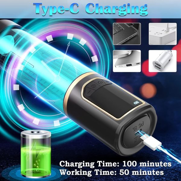 8 Stable 8 Breathing Vacuum Modes Penis Enlarger Pump with LED Screen 3 Rings