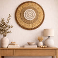 Boho Wall Decor | Round Woven Rattan & Raffia Wall Hanging
