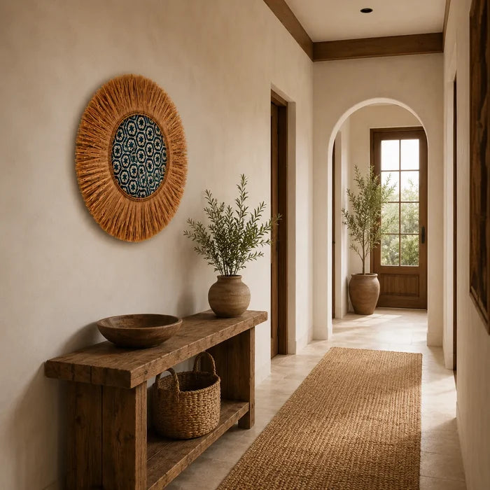 Boho Woven Wall Decor – Handmade Raffia Wall Hanging for Living Room