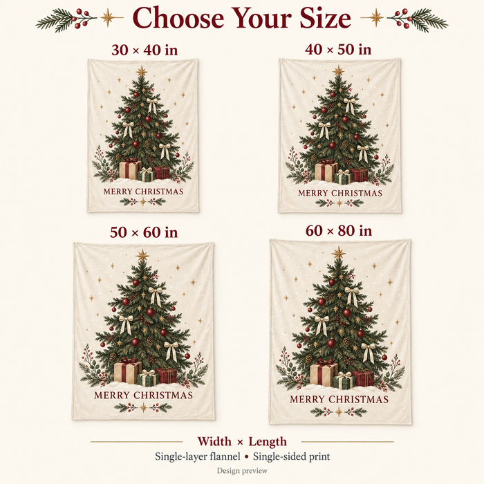 Christmas Tree Holiday Throw Blanket