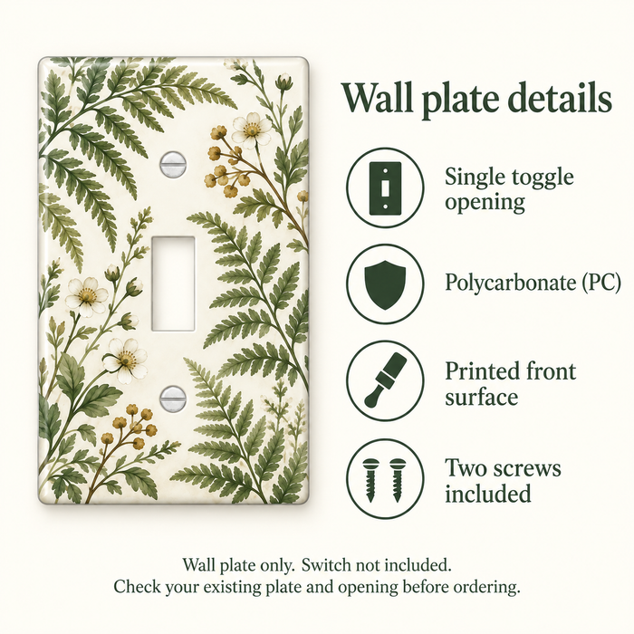 Custom Botanical Switch Plate – Single Toggle or Your Design