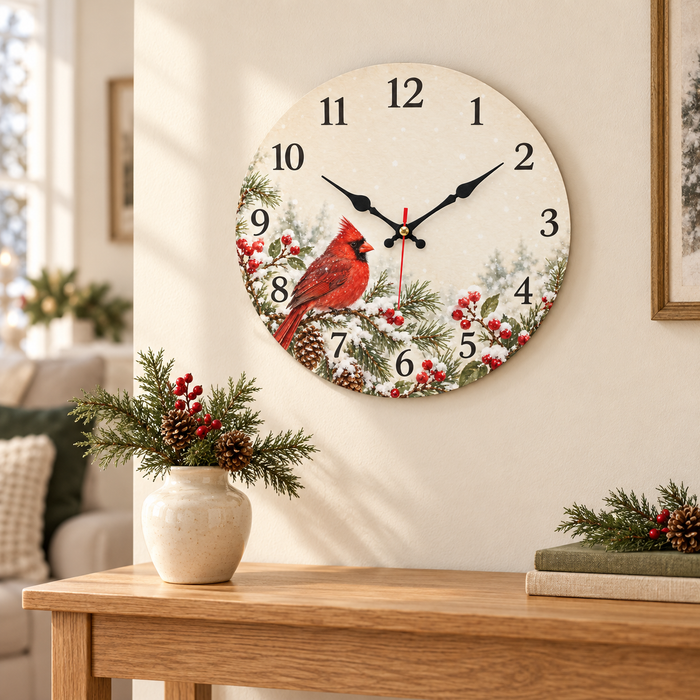 Custom Cardinal Wall Clock – Your Design, 11.8 in