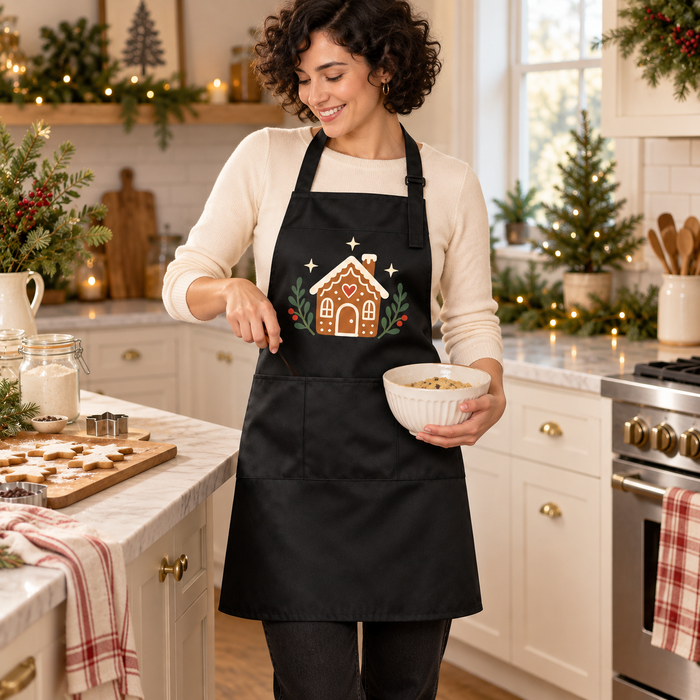 Custom Christmas Apron – Gingerbread House or Your Design