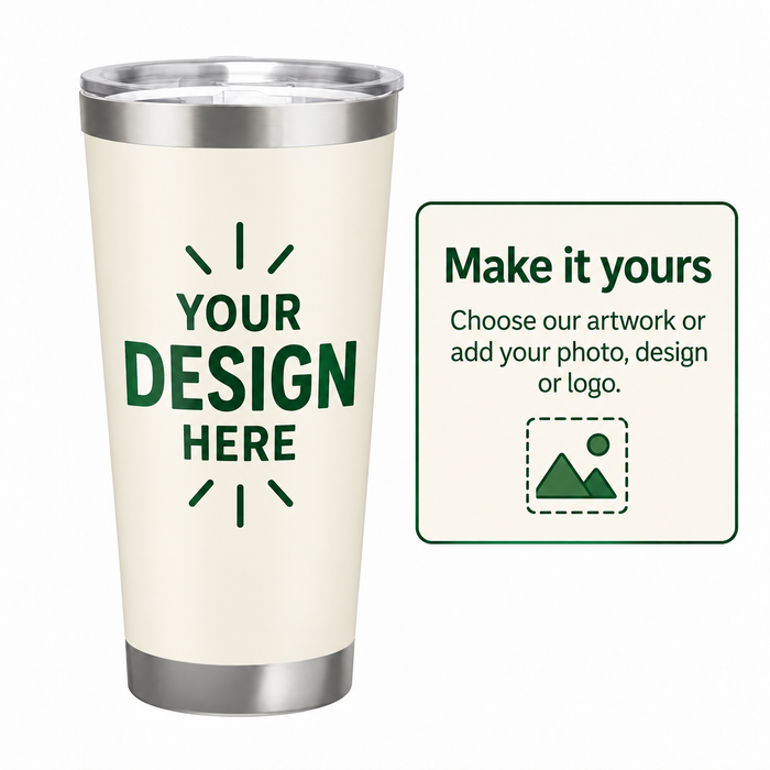 Custom Christmas Travel Tumbler – Poinsettia or Your Design, 20 oz