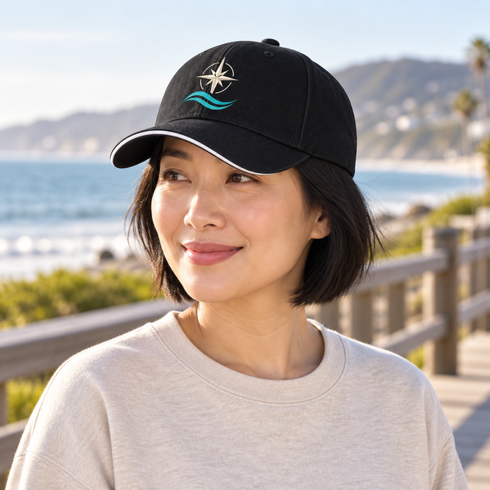 Custom Contrast-Brim Baseball Cap – Compass & Waves or Your Design