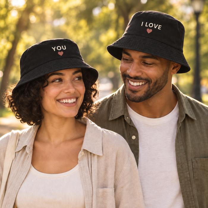 Custom Couples Bucket Hat – I Love, You or Your Design