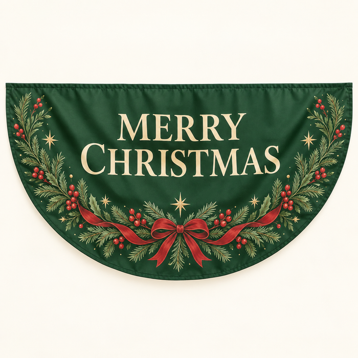 Custom Holiday Semicircle Flag – Christmas, Halloween & Your Design