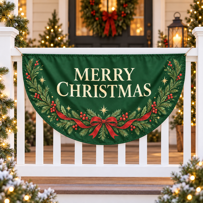 Custom Holiday Semicircle Flag – Christmas, Halloween & Your Design