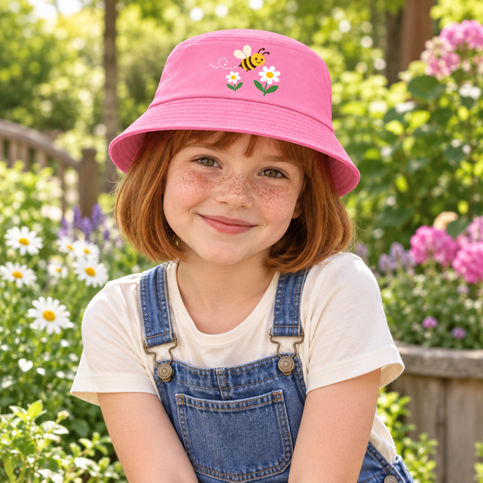 Custom Kids’ Bucket Hat – Bee & Daisies or Your Design