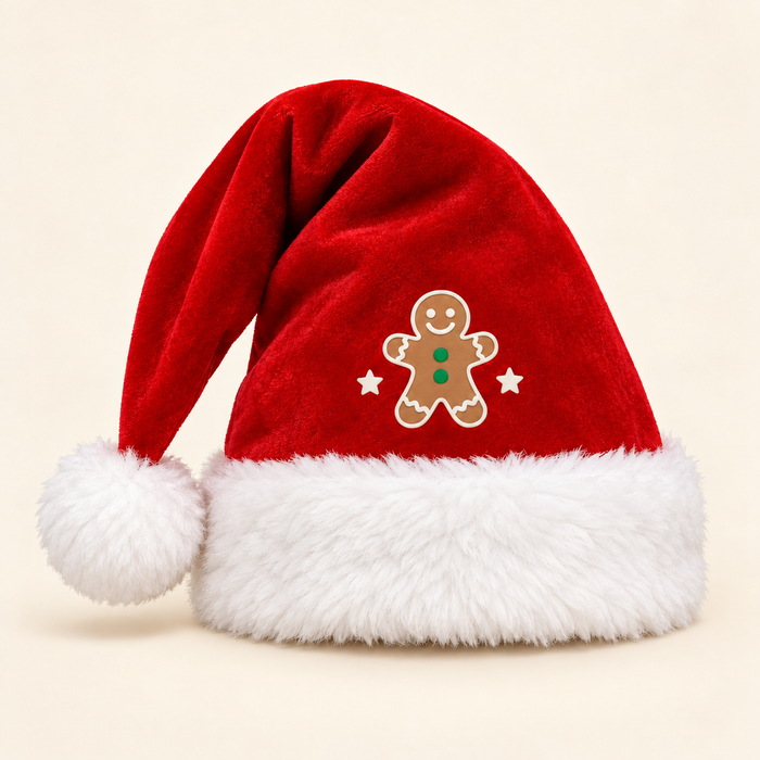 Custom Kids Santa Hat – Gingerbread Stars or Your Design