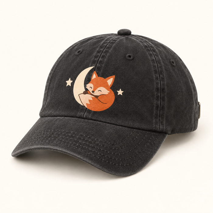 Custom Kids’ Washed Cotton Cap – Fox & Moon or Your Design