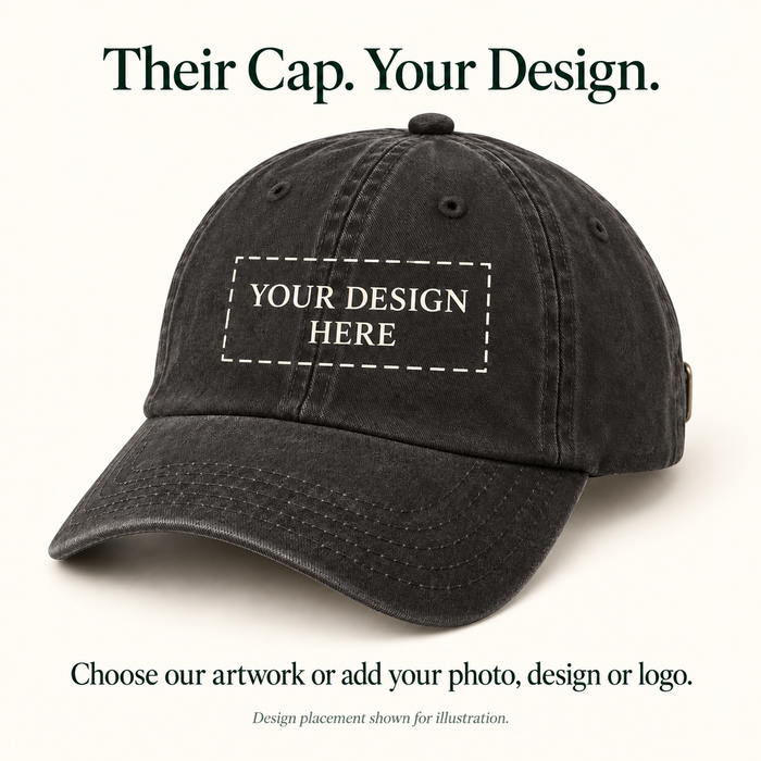 Custom Kids’ Washed Cotton Cap – Fox & Moon or Your Design