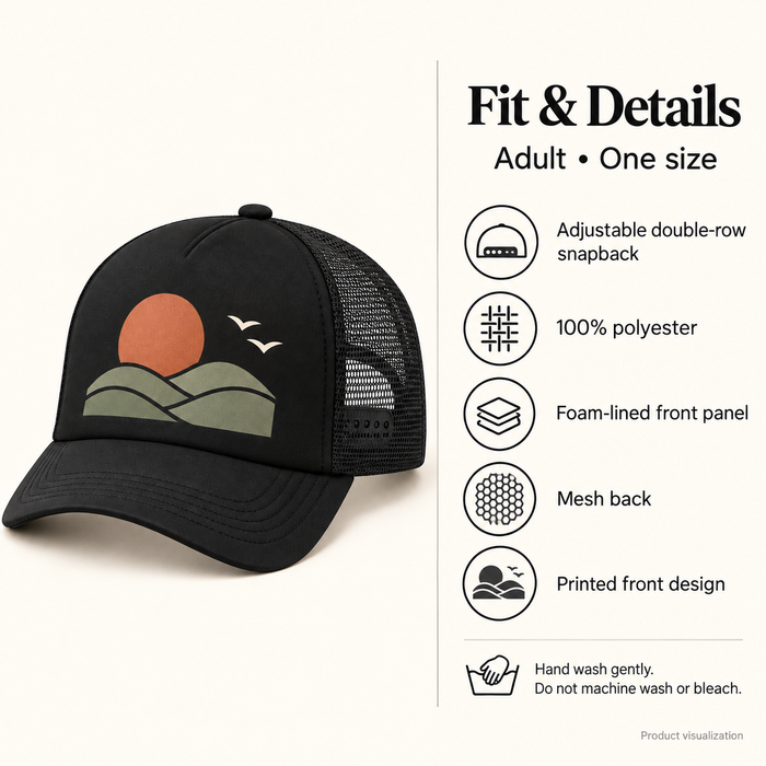 Custom Mesh Trucker Hat – Sunset Hills or Your Design