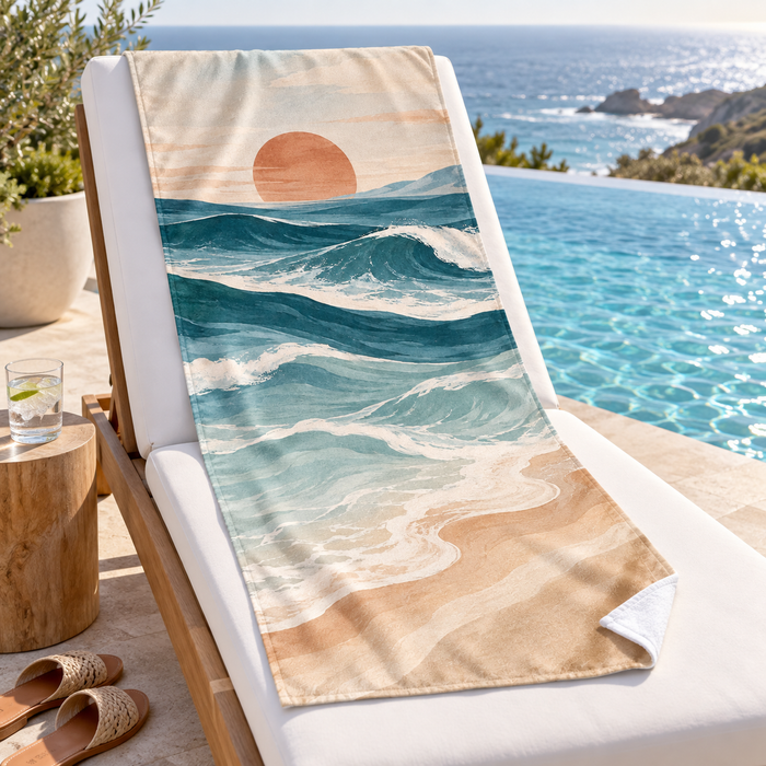 Custom Microfiber Towels – Coastal Waves or Your Design