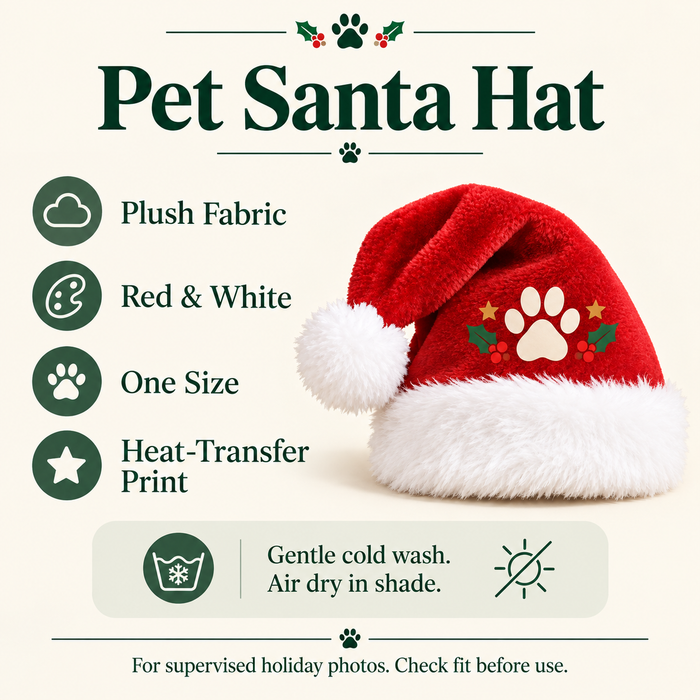 Custom Pet Santa Hat – Holly Paw or Your Design