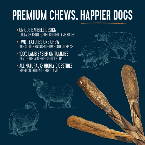 Dogginstix Lamb Collagen - Barbell Dog Treats