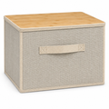 Foldable Storage Bin with Bamboo Lid and Handle