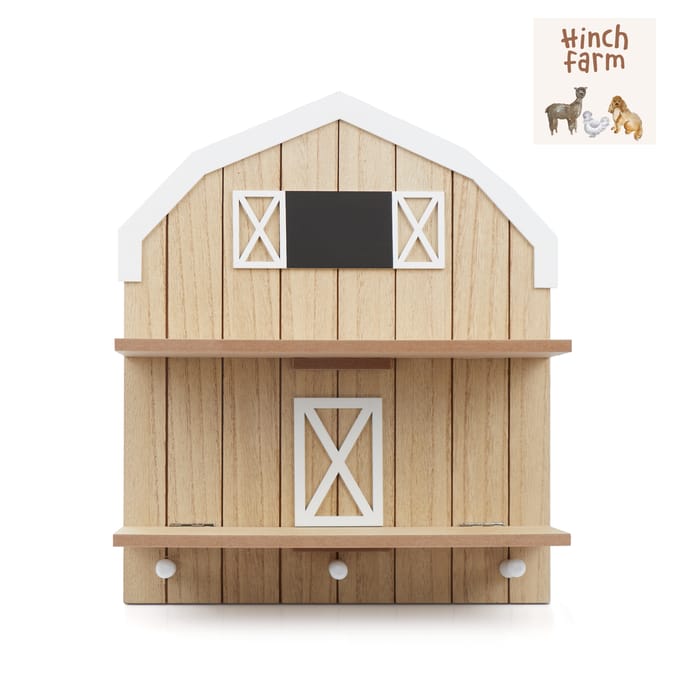 Hinch Farm Barn Shelf – Wall-Mounted Wooden Shelf Rustic Farmhouse Storage