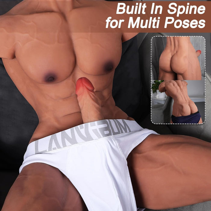 Huge Dildo Half Body Male Sex Doll with Muscle Abs and Legs 35LB