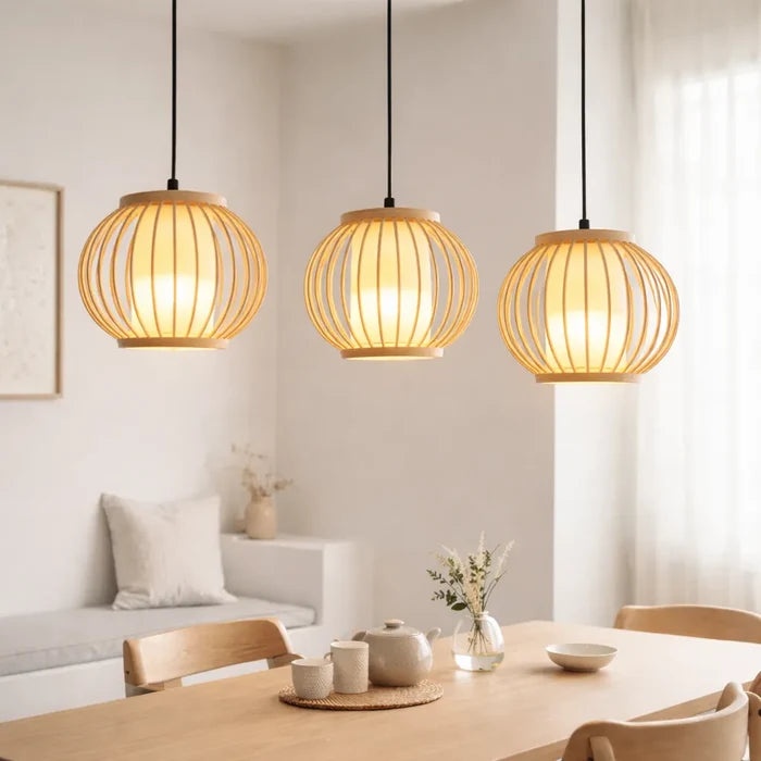 Japandi Lantern Bamboo Pendant Light Shade for Bedside | Small DIY Lampshade Kit