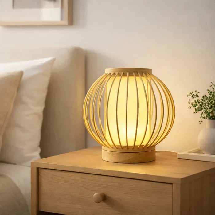 Japandi Lantern Bamboo Pendant Light Shade for Bedside | Small DIY Lampshade Kit