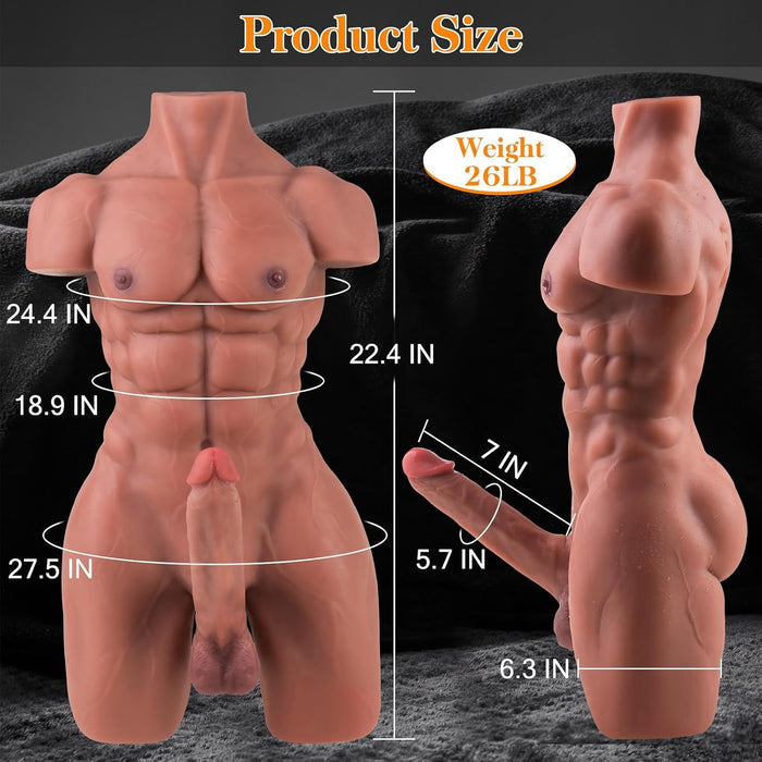 Male Sex Dollwith 7 Inches Flexible Huge Cock Penis G-spot Anal Clitoral Stimulation 26 LB
