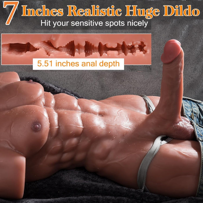 Male Sex Dollwith 7 Inches Flexible Huge Cock Penis G-spot Anal Clitoral Stimulation 26 LB