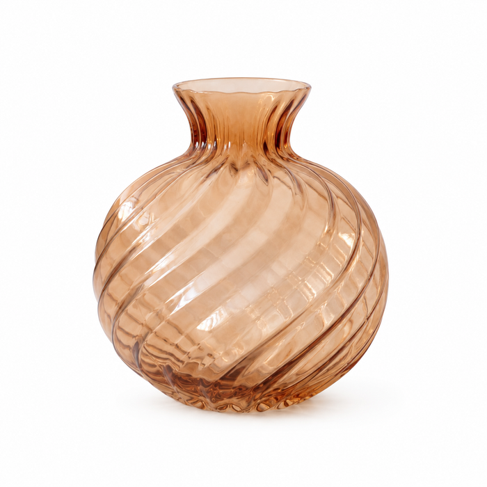 Mrs Hinch Autumn Swirl Orange Vase 21.5cm – Transparent Spiral Decorative Vase