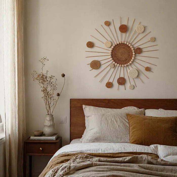 Sunburst Boho Wall Decor | DIY Woven Rattan Wall Hanging