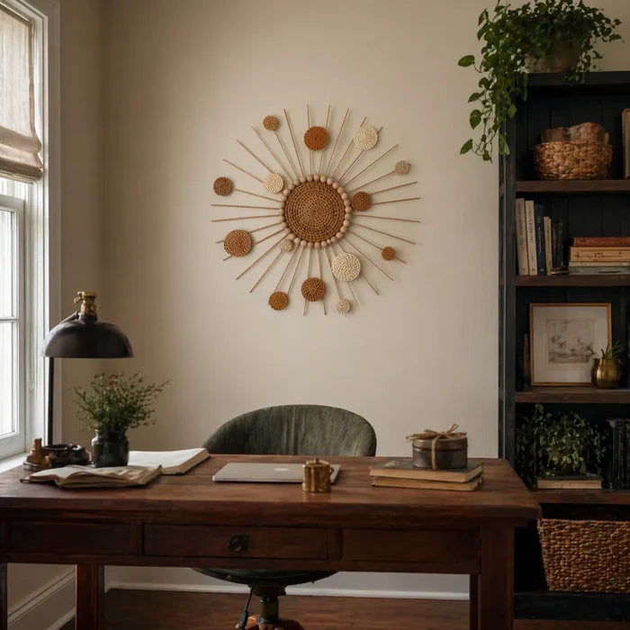 Sunburst Boho Wall Decor | DIY Woven Rattan Wall Hanging