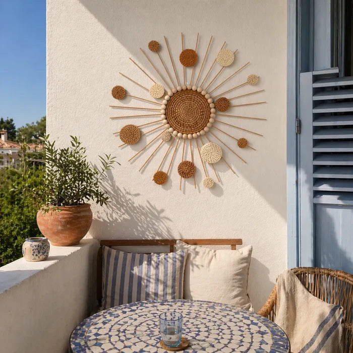 Sunburst Boho Wall Decor | DIY Woven Rattan Wall Hanging