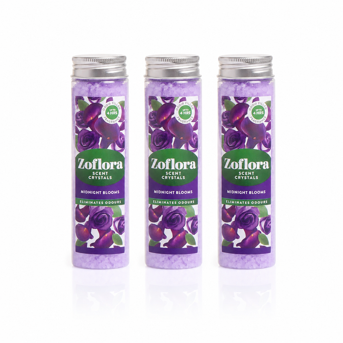 Zoflora Midnight Blooms Scent Crystals 3 x 180g – Floral Amber Room Fragrance Multipack